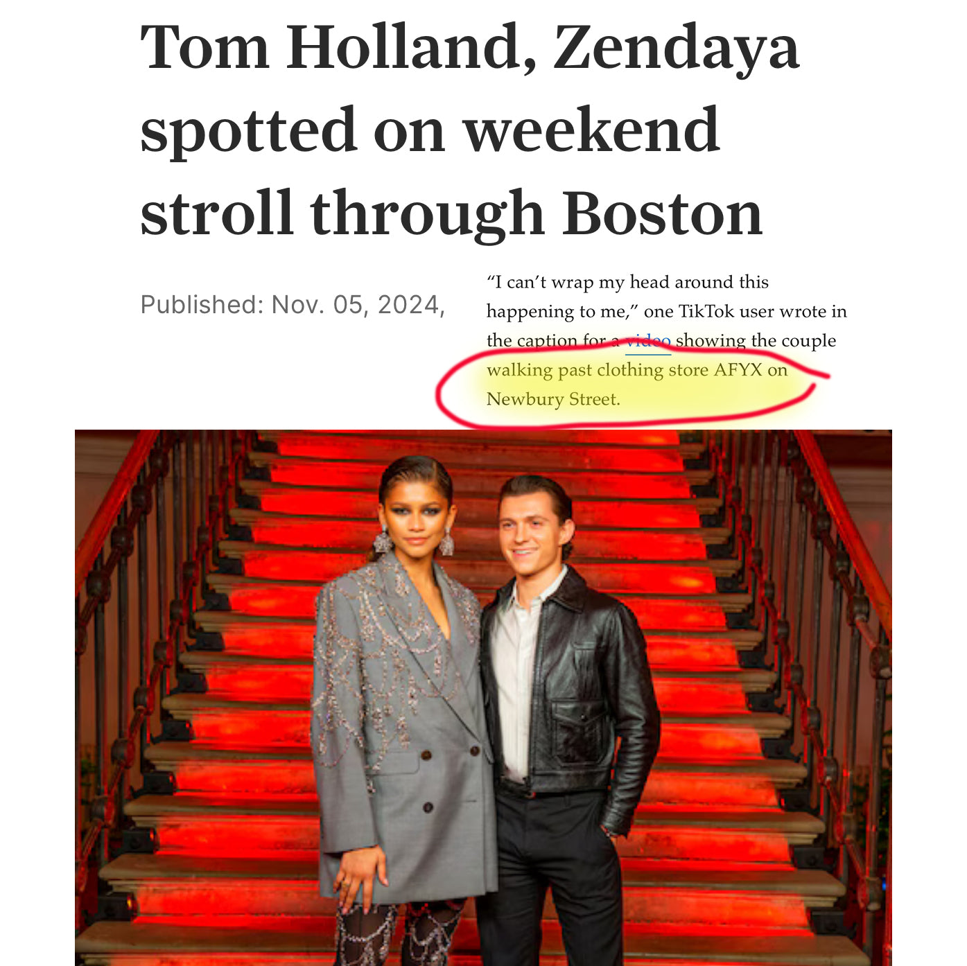 Tom Holland, Zendaya spotted on weekend stroll through Boston