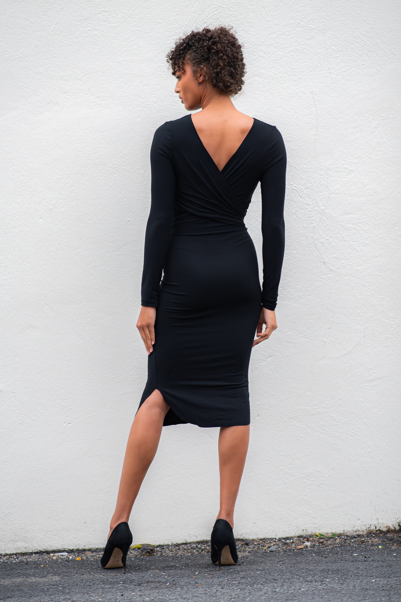 Long Sleeve Wrap Top in BLACK (Wear it Back to Front!)