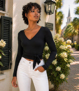 chinese dress ladies Convertible Long Sleeve Wrap Top | TENCEL™ Modal | Made in USA main image 0