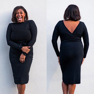 Long Sleeve Wrap Top in BLACK (Wear it Back to Front!)
