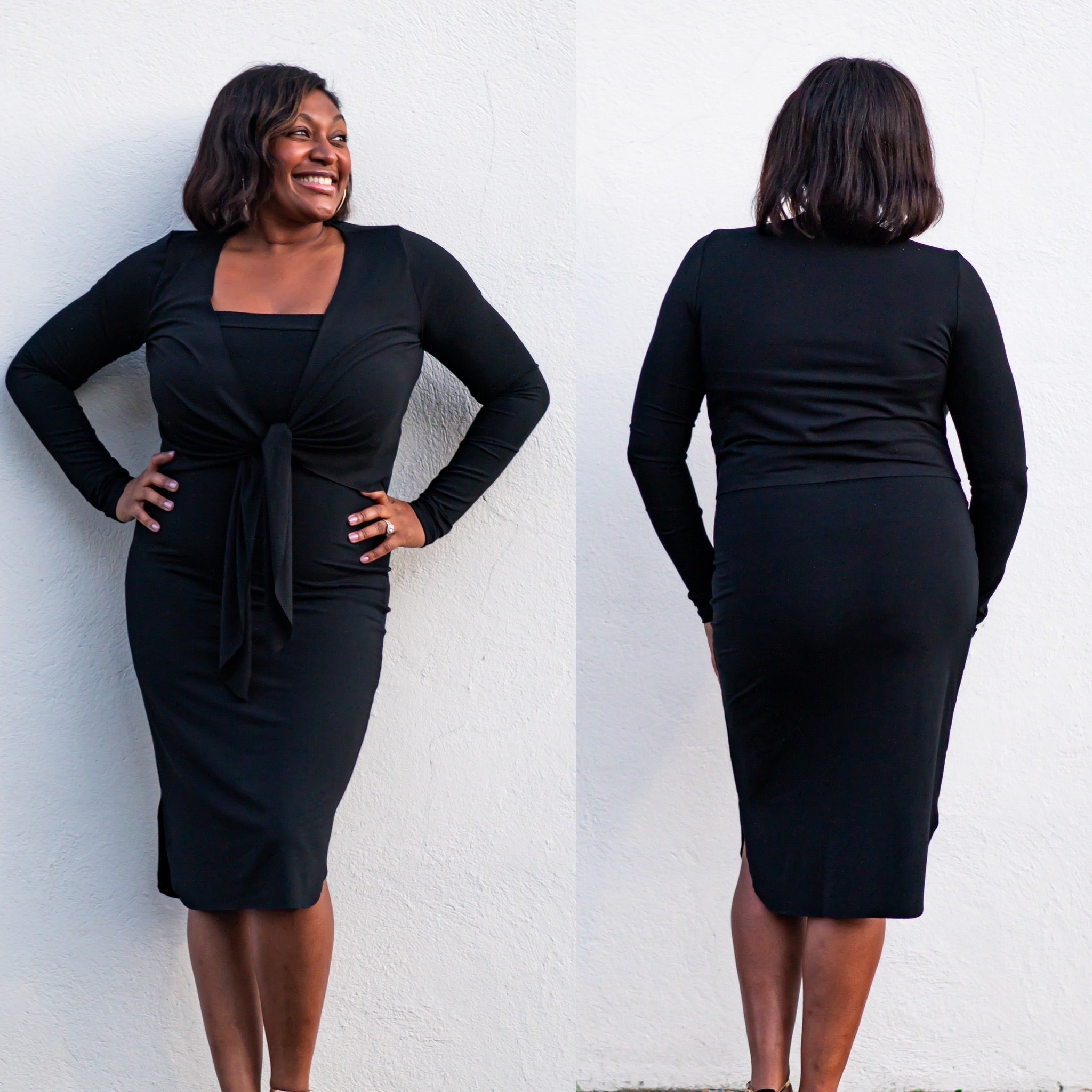 Long Sleeve Wrap Top in BLACK (Wear it Back to Front!)