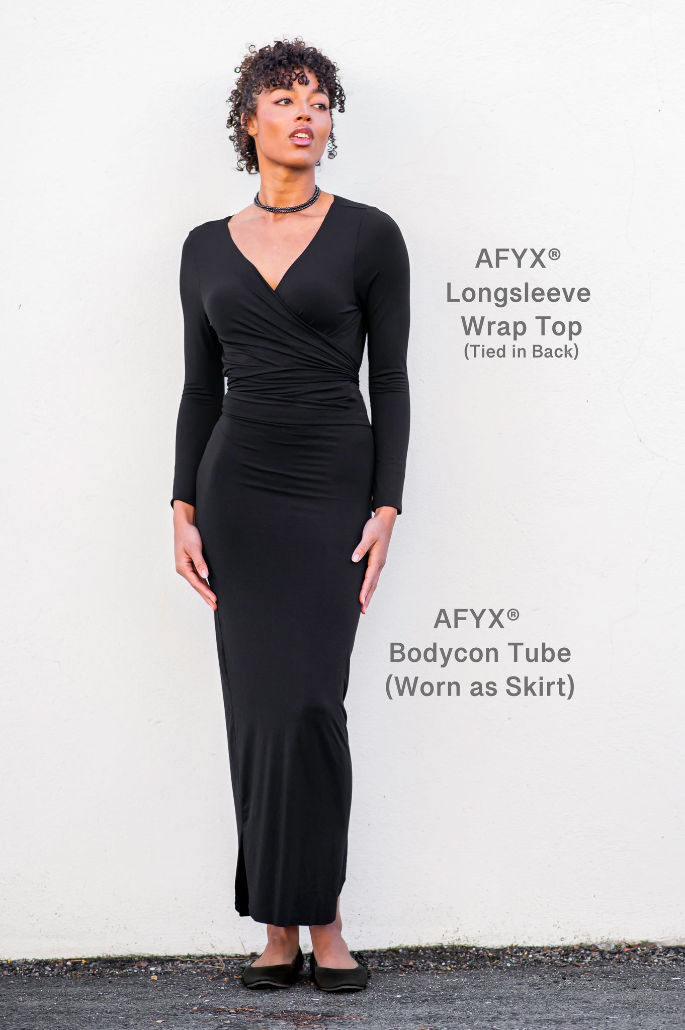 Convertible Long Sleeve Wrap Top | TENCEL Modal | Made in USA | AFYX Convertible Long Sleeve Wrap Top | TENCEL Modal | Made in USA | AFYX
