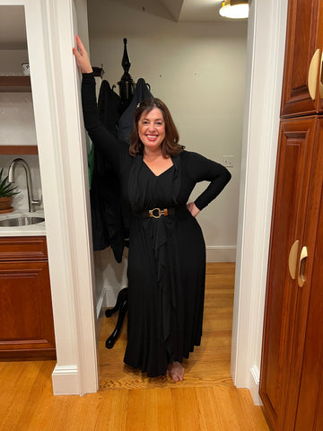 Black Stretchy Convertible Long Sleeve Maxi Dress top travel dresses 2025 convertible dresses boston local designer AFYX Black Stretchy Convertible Long Sleeve Maxi Dress top travel dresses 2025 convertible dresses boston local designer AFYX