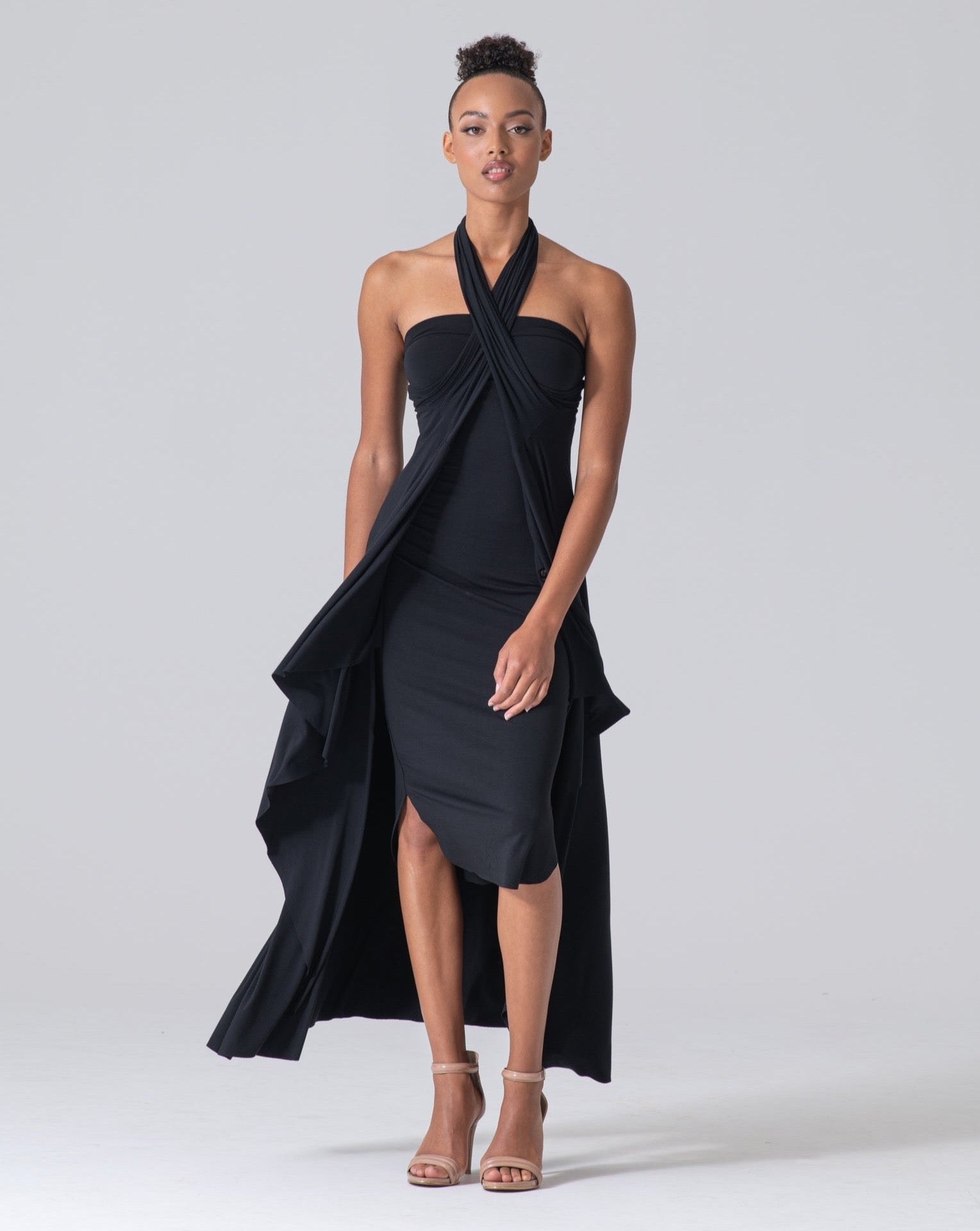 Black Long Sleeve Convertible Dress (10+ Ways to Wear) | AFYX Made in USA Black Long Sleeve Convertible Dress (10+ Ways to Wear) | AFYX Made in USA
