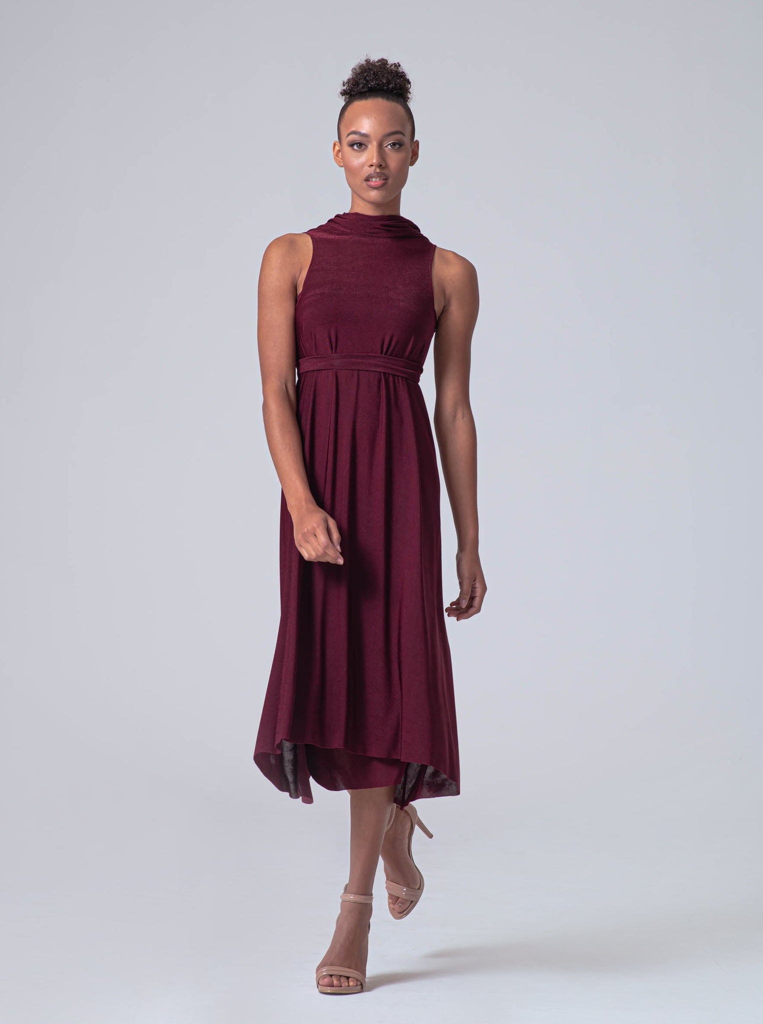 Burgundy Red Stretchy Convertible Sleeveless Dress | AFYX AFYX Burgundy Red Stretchy Convertible Sleeveless Dress | AFYX AFYX